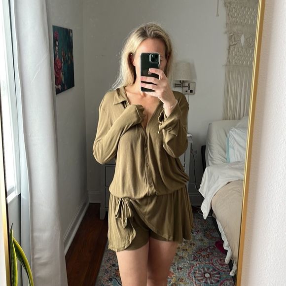 NWT Free People x Revolve Lively Romper in Tropical Nut Size Medium - Picture 2 of 9